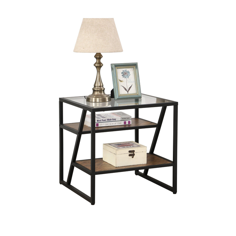 Supfirm Black Side Table, End Table with Storage Shelf, Tempered Glass Coffee Table with Metal Frame for Living Room&Bed Room - Supfirm