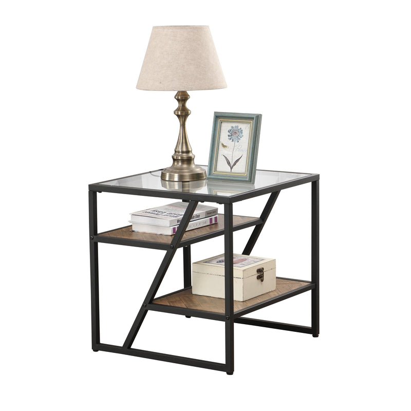 Supfirm Black Side Table, End Table with Storage Shelf, Tempered Glass Coffee Table with Metal Frame for Living Room&Bed Room - Supfirm