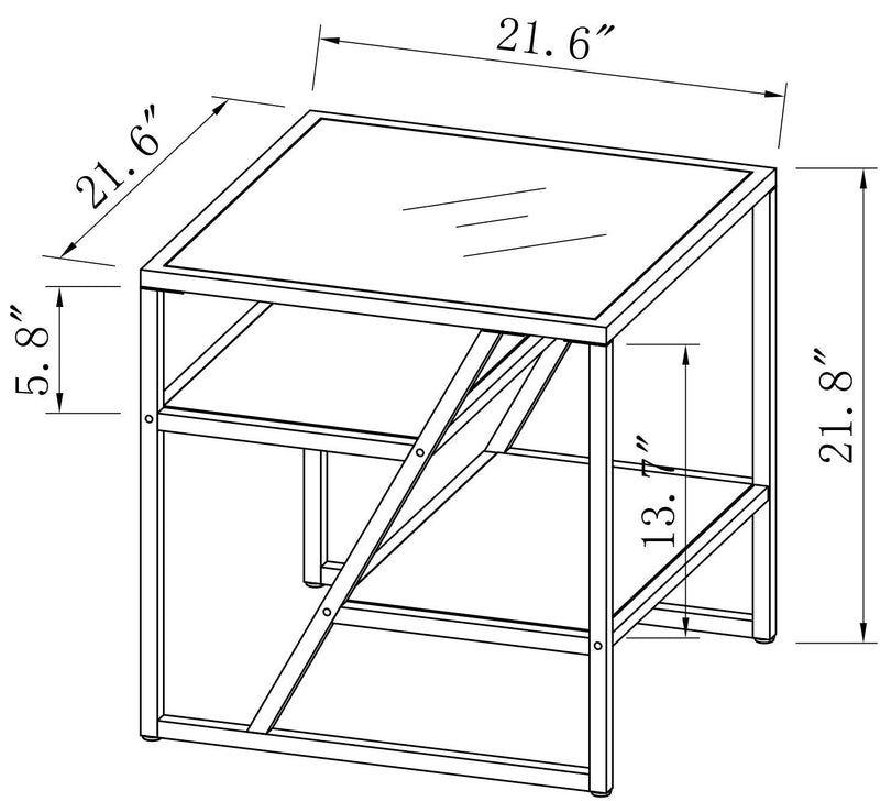 Supfirm Black Side Table, End Table with Storage Shelf, Tempered Glass Coffee Table with Metal Frame for Living Room&Bed Room - Supfirm