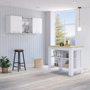 Briargate 2-Piece Kitchen Set, Kitchen Island and Wall Cabinet , White and Light Oak - Supfirm