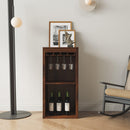 Brown walnut color modular wine Cubbies bar Cabinet with Storage Shelves with Hutch for Dining Room - Supfirm