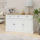 Buffet Cabinet Storage Sideboard Farmhouse Server Bar Wine Cabinet with 3 Drawers & 3 Doors Adjustable Shelves for Dining Living Room Kitchen Cupboard-White - Supfirm