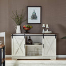 Supfirm Buffet Sideboard/TV Stand / Storage Cabinet with 2 Sliding Barn Doors, Walnut+White Wash - Supfirm