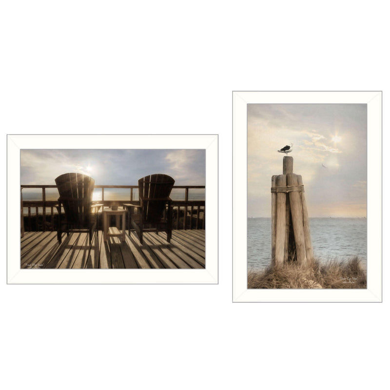 Supfirm "By The Sea Collection" 2-Piece Vignette By Lori Deiter, Printed Wall Art, Ready To Hang Framed Poster, White Frame - Supfirm