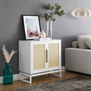 Cabinet,Sideboard,Natural rattan 2 door cabinet,with 1 Adjustable Inner Shelves,rattan - Supfirm