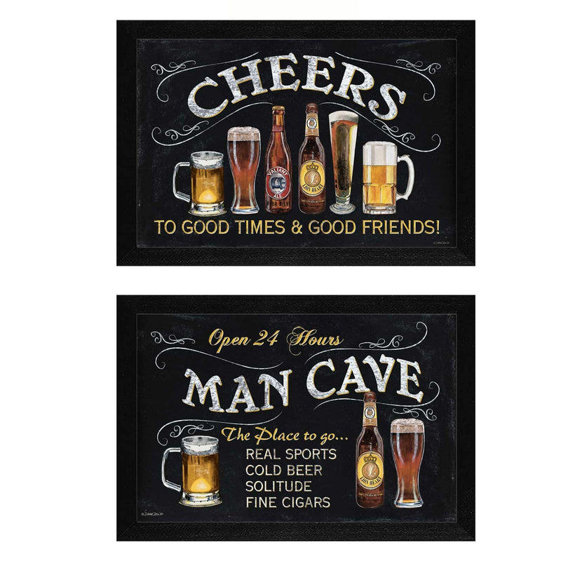 Supfirm "Cheers Collection" 2-Piece Vignette By Debbie DeWitt, Printed Wall Art, Ready To Hang Framed Poster, Black Frame - Supfirm