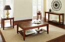 Classic Coffee Table with Bottom Shelf - Antique Focal Point - Wooden Construction, Brown Finish, Mobility - Supfirm