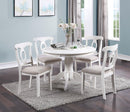 Classic Design Dining Room 5pc Set Round Table 4x side Chairs Cushion Fabric Upholstery Seat Rubberwood Furniture - Supfirm