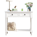 Supfirm Console Table Sideboard Wooden Sofa Table with 2 Drawers and Bottom Shelf for Bedroom (White) - Supfirm