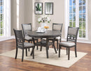 Contemporary Dining 5pc Set Round Table w 4x Side Chairs Grey Finish Rubberwood Unique Design - Supfirm