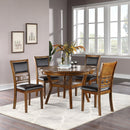 Contemporary Dining 5pc Set Round Table w 4x Side Chairs Walnut Finish Rubberwood Unique Design - Supfirm