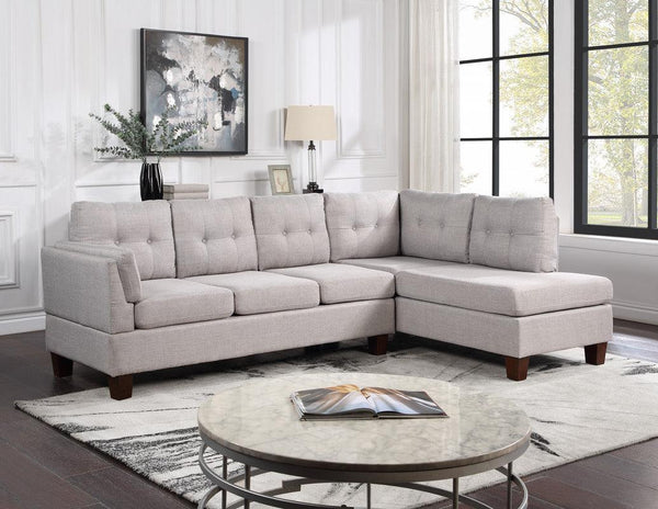 Dalia Light Gray Linen Modern Sectional Sofa with Right Facing Chaise - Supfirm