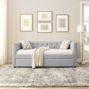 Supfirm Daybed with Trundle Upholstered Tufted Sofa Bed, with Button and Copper Nail on Square Arms，both Twin Size, Grey（85“x42.5”x31.5“） - Supfirm