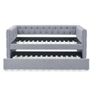 Supfirm Daybed with Trundle Upholstered Tufted Sofa Bed, with Button and Copper Nail on Square Arms，both Twin Size, Grey（85“x42.5”x31.5“） - Supfirm