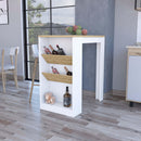 DeSoto Wine Cubbies Storage Pedestal Kitchen Island White and Macadamia - Supfirm