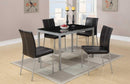 Dinette 5pc Dining Set Table And 4x Chairs Glass Table Top Black PU Upholstered Chairs Kitchen Dining Room Furniture - Supfirm