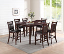 Dining Room Furniture Dark Brown Counter Height Dining Table w Butterfly Leaf 6x High Chairs Wooden Top 7pc Set Table Contemporary - Supfirm