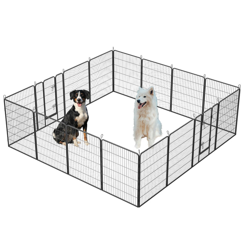 Dog Playpen Outdoor, 16 Panels Dog Pen 40" Height Dog Fence Exercise Pen with Doors for Large/Medium/Small Dogs, Portable Pet Playpen for Yard, RV, Camping, Hammer Paint Finish - Supfirm