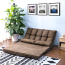 Supfirm Double Chaise Lounge Sofa Floor Couch and Sofa with Two Pillows (Brown) - Supfirm