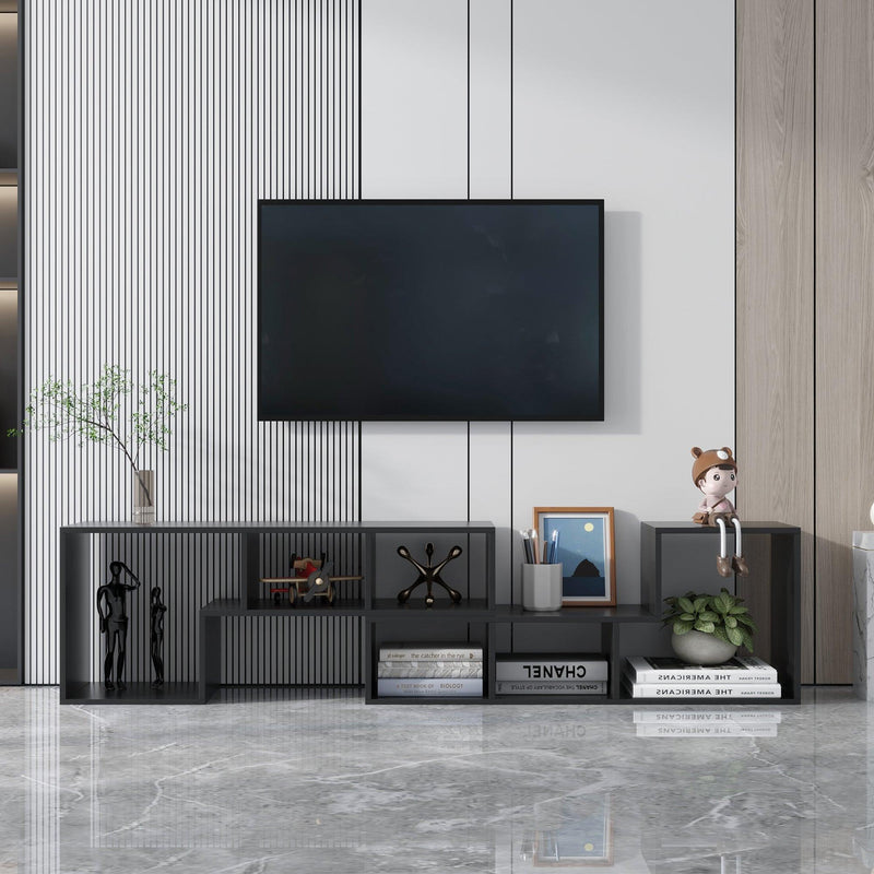 Double L-Shaped TV Stand,Display Shelf ,Bookcase for Home Furniture,Black - Supfirm