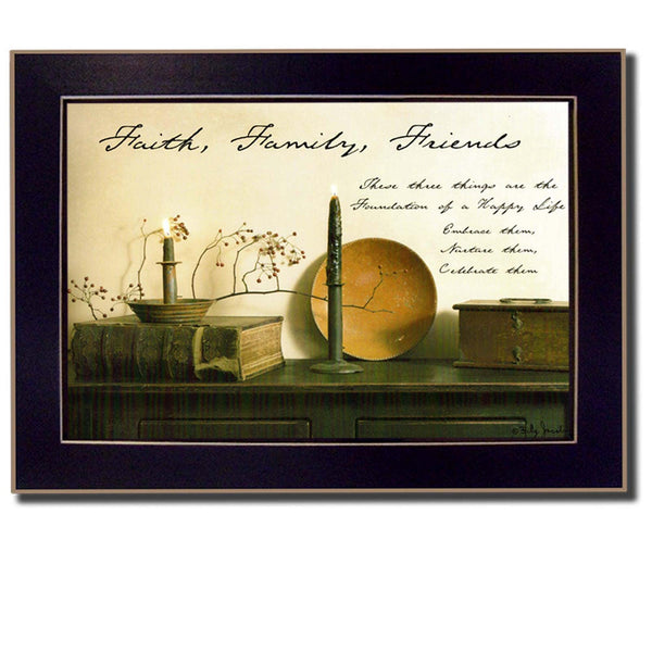 Supfirm "Faith, Family and Friends" By Billy Jacobs, Printed Wall Art, Ready To Hang Framed Poster, Black Frame - Supfirm