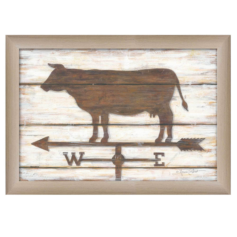 Supfirm "Farmhouse Cow" By Annie LaPoint, Printed Wall Art, Ready To Hang Framed Poster, Beige Frame - Supfirm