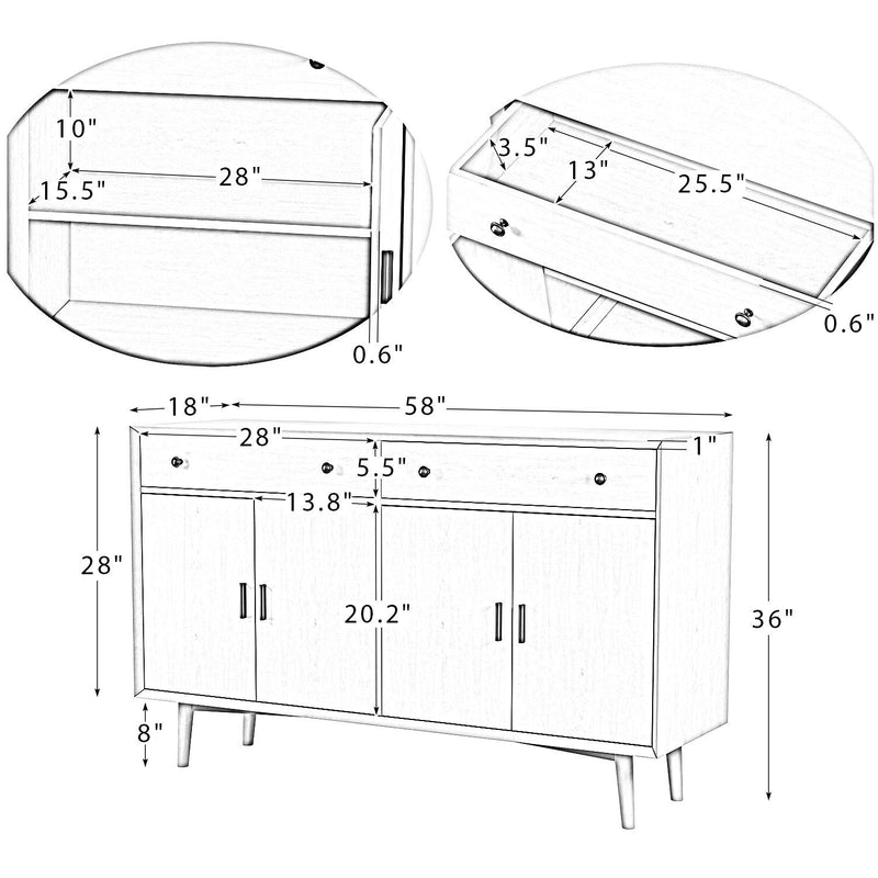 Supfirm Flavien 58'' Wide 2 Drawer Sideboard - Supfirm