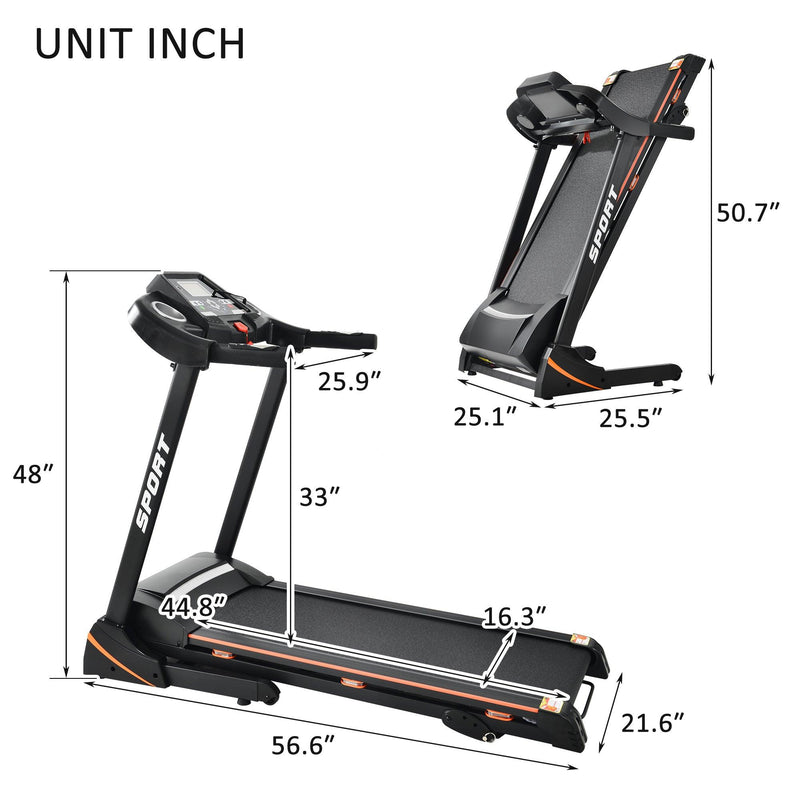 Supfirm Folding Electric 3.5HP Treadmill With Incline Medium Running Machine Motorised LCD Gym 330lbs； Folding Treadmill Electric Motorized Power 14.8KM/H Running Fitness Machine Gym - Supfirm