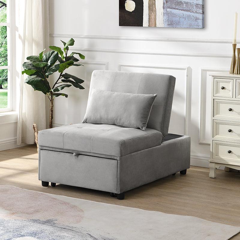 Folding Ottoman Sofa Bed Gray - Supfirm