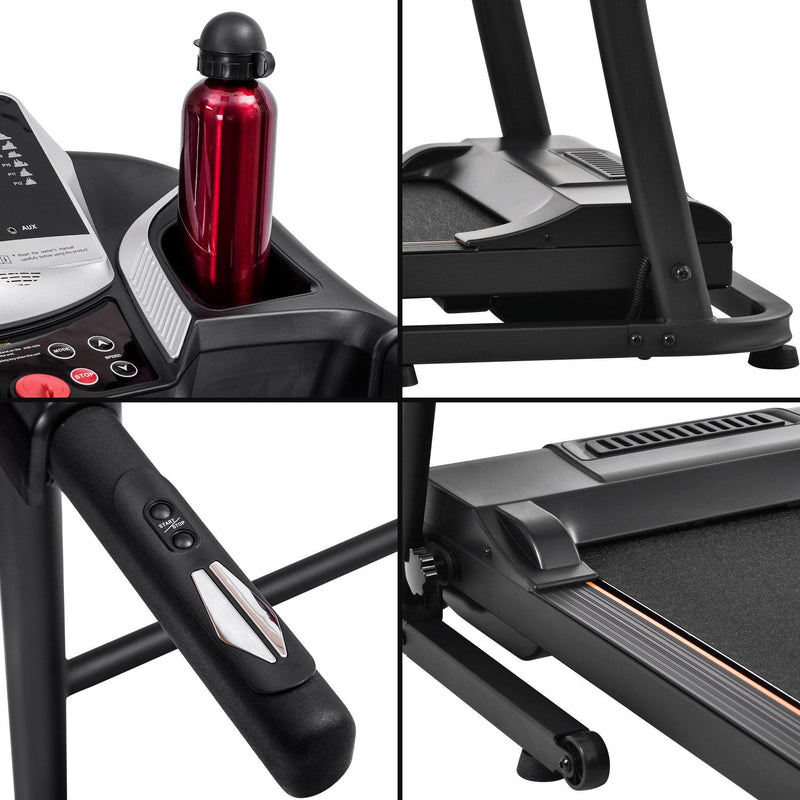 Supfirm Folding Treadmill Electric Running Machine Walking Jogging Machine with 3 Level Incline 12 Preset Programs for Home Gym - Supfirm