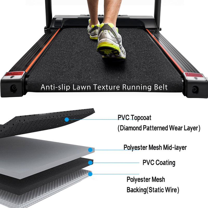 Supfirm Folding Treadmill Electric Running Machine Walking Jogging Machine with 3 Level Incline 12 Preset Programs for Home Gym - Supfirm