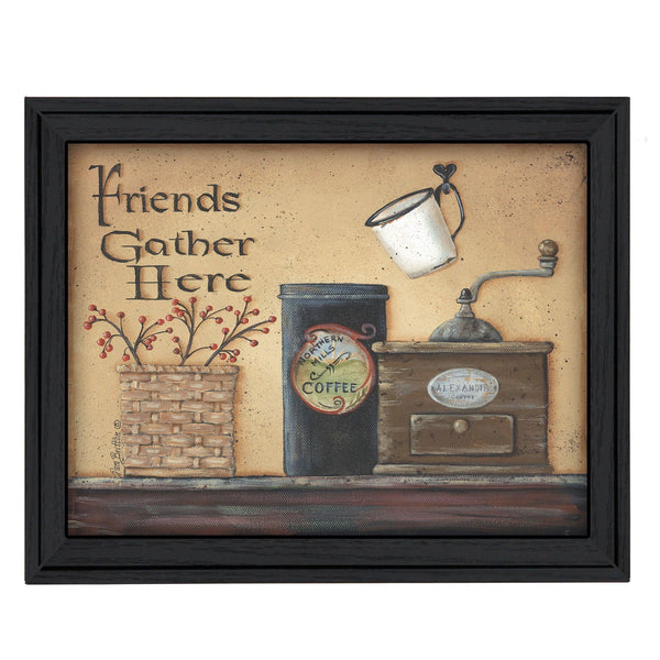 Supfirm "Friends Gather Here" By Pam Britton, Printed Wall Art, Ready To Hang Framed Poster, Black Frame - Supfirm