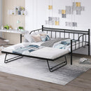 Full Size Metal Daybed with Twin Size Adjustable Trundle, Portable Folding Trundle, Black(OLD SKU:MF293736AAB) - Supfirm