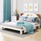 Full Size Platform Bed with Bear Ears Shaped Headboard and LED, Cream White - Supfirm