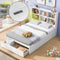 Full Size Platform Bed with Storage Headboard, Charging Station and 2 Drawers, White - Supfirm
