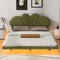 Full Size Upholstery LED Floating Bed with PU Leather Headboard and Support Legs,Green - Supfirm