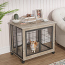 Furniture Dog Cage Crate with Double Doors on Casters. Grey, 31.50'' W x 22.05'' D x 24.8'' H. - Supfirm