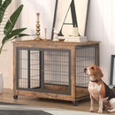 Furniture Dog Cage Crate with Double Doors, Rustic Brown, 38.58'' W x 25.2'' D x 27.17'' H - Supfirm