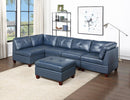 Genuine Leather Ink Blue Tufted 6pc Modular Sofa Set 2x Corner Wedge 3x Armless Chair 1x Ottoman Living Room Furniture Sofa Couch - Supfirm