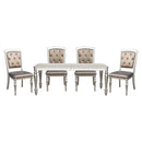 Glamorous Silver Finish Dining Set 5pc Dining Table 4x Side Chairs Crystal Button Tufted Upholstered Modern Style Furniture - Supfirm