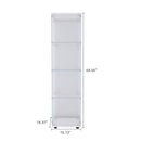 Supfirm Glass Display Cabinet 4 Shelves with Door, Floor Standing Curio Bookshelf for Living Room Bedroom Office, 64.56” x 16.73”x 14.37”, White - Supfirm