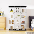 Glass Display Cabinet with 4 Shelves Extra Large, Curio Cabinets for Living Room, Bedroom, Office, Black Floor Standing Glass Bookshelf, Quick Installation - Supfirm