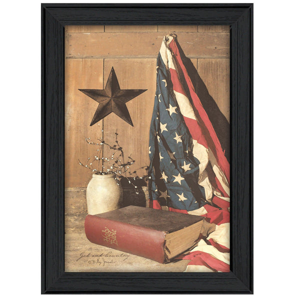 Supfirm "God and Country" By Billy Jacobs, Printed Wall Art, Ready To Hang Framed Poster, Black Frame - Supfirm