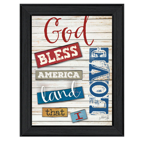 Supfirm "God Bless America" By Marla Rae, Printed Wall Art, Ready To Hang Framed Poster, Black Frame - Supfirm