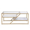 Supfirm Golden Coffee Table with Storage Shelf, Tempered Glass Coffee Table with Metal Frame for Living Room&Bedroom - Supfirm