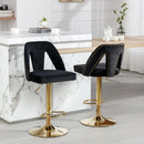 Golden Swivel Velvet Barstools Adjusatble Seat Height from 25-33 Inch, Modern Upholstered Bar Stool & Counter Stools with Nailheads for Home Pub and Kitchen Island,Set of 2, Black - Supfirm