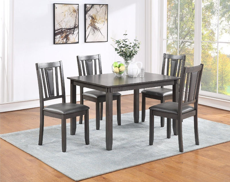 Grey Finish Dinette 5pc Set Kitchen Breakfast Dining Table w wooden Top Upholstered Cushion Chairs Dining room Furniture - Supfirm