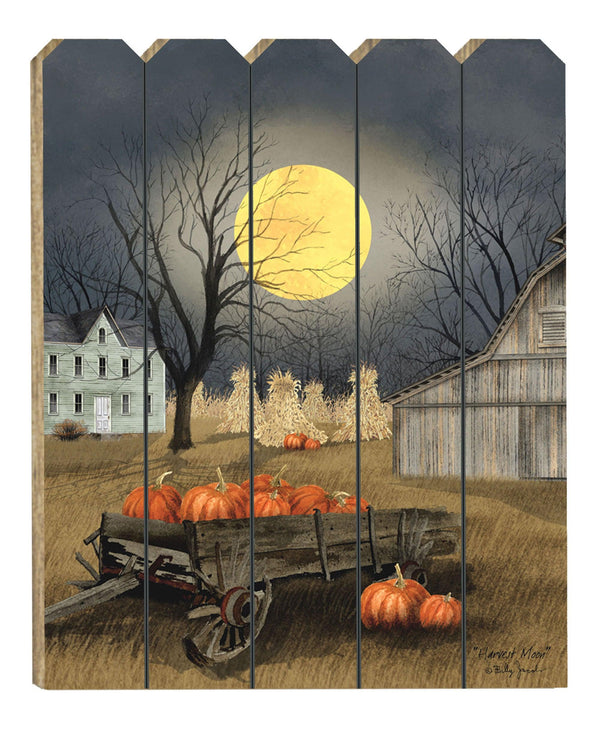 Supfirm "Harvest Moon" By Artisan Billy Jacobs, Printed on Wooden Picket Fence Wall Art - Supfirm