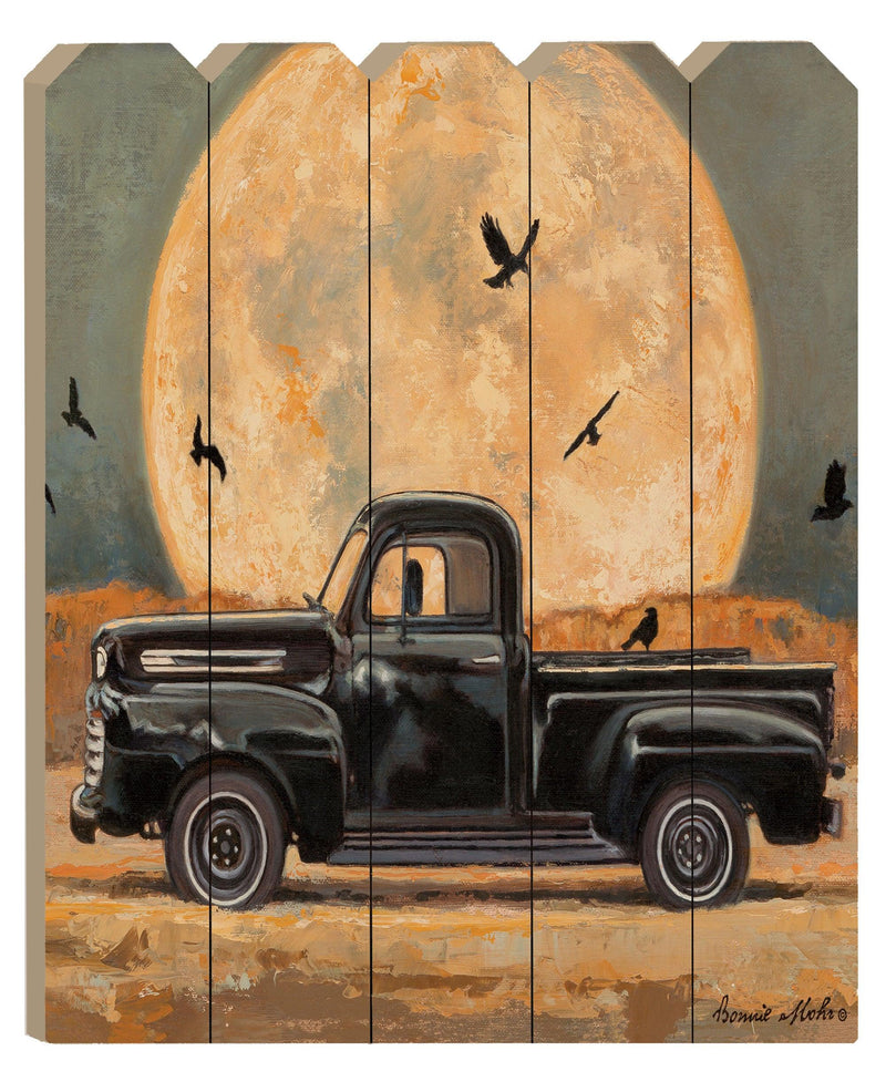 Supfirm "Harvest Moon" By Artisan Bonnie Mohr, Printed on Wooden Picket Fence Wall Art - Supfirm