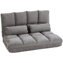 HOMCOM Convertible Floor Sofa Chair, Folding Couch Bed, Guest Chaise Lounge with 2 Pillows, Adjustable Backrest and Headrest, Dark Gray - Supfirm